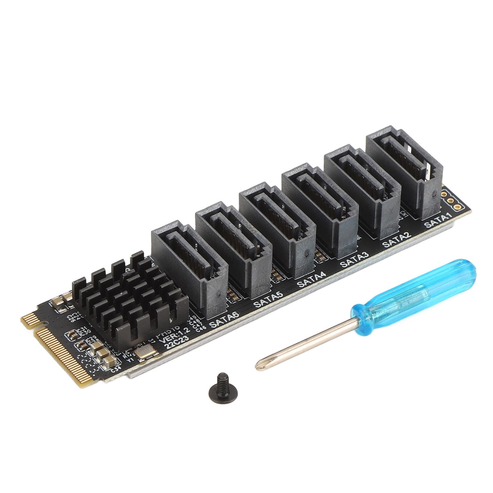 

M.2 to SATA3.0 Adapter Card 6Gbps High Speed ASM1166 M.2 PCIE to SATA Expansion Card with Smart