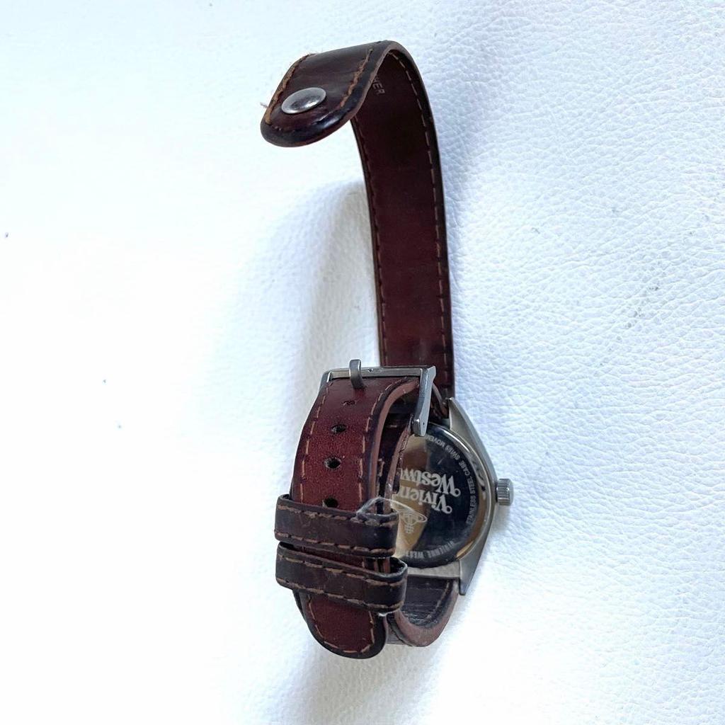 Used Vivienne Westwood TIME MACHINE Watch Brown Leather Unisex Genuine Leather Strap With Box Sold Out
