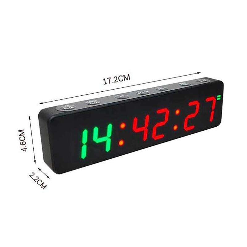 LED Digital Fitness Timer Clock 6 Digit Rechargeable HIIT Countdown Stopwatch for Home Training Room