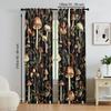 2 Pcs, Versatile Polyester Transparent Curtains for Home Decoration Boho Mushroom Pattern for Use In Bedrooms and Living Rooms
