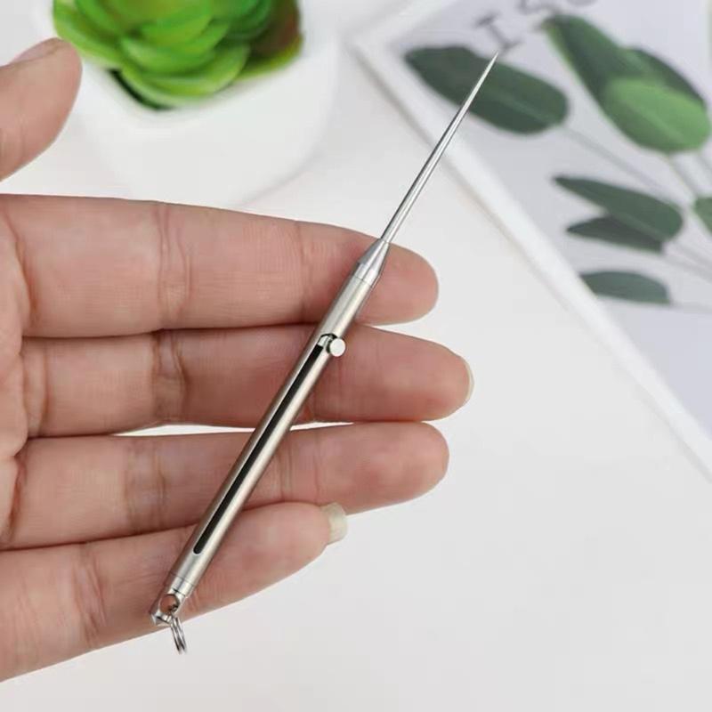 Titanium Alloy Toothpick Portable Tooth Pick Artifact Fruit Pick Retractable Toothpick Keys Pendant Camping Outdoor Tool