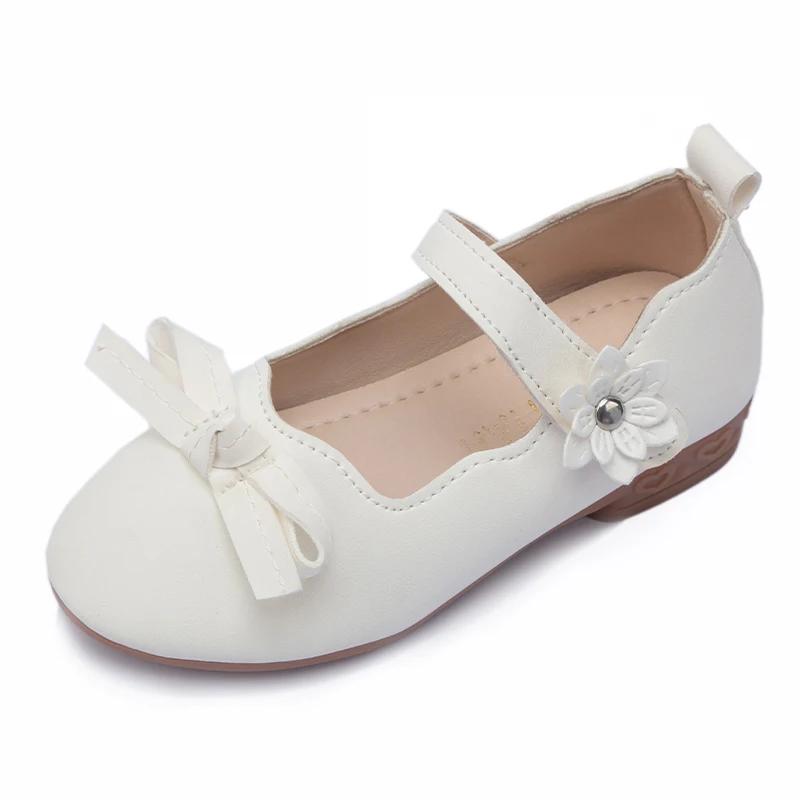 2024 Children Leather Shoes for Girl Autumn New Fashion Korean Style Soft Bottom Breathable Casual Elegant Bowtie Versatile Shoe