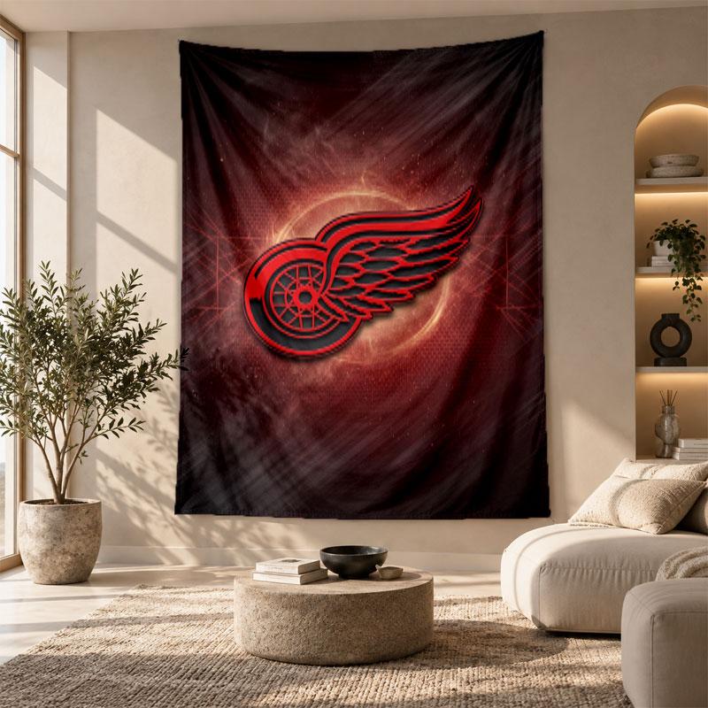 Arazzo Decorativo, Arte da Parete Stampata Detroit Red Wings, Appeso a Parete Leggero per Sfondo Camera da Letto