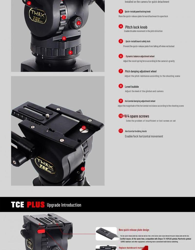 7Ruis TCEPLUS DSLR Camera Hydraulic Head