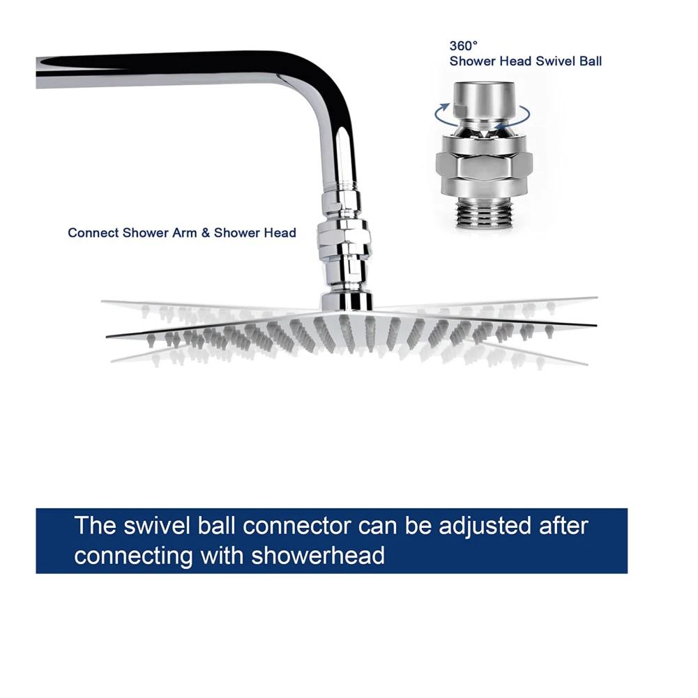 Shower Head Swivel Ball Adapter Universal Connector Joint Fits Fixed Hand Held Rain Shower Heads Extension Component