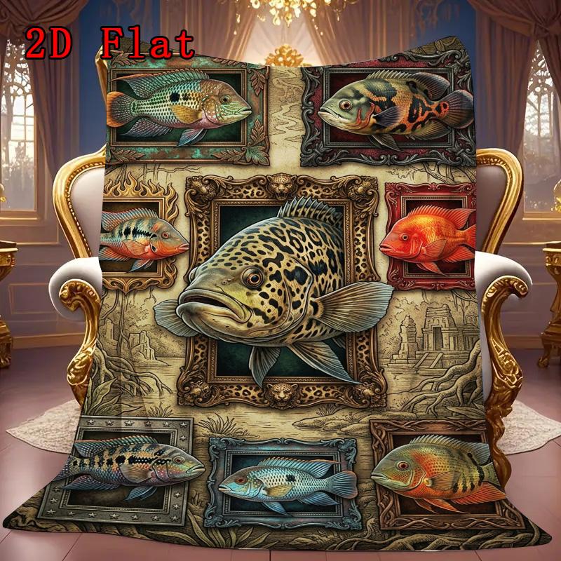 Tropical Fish Collection 2D Flat Pattern Flannel Blanket, High quality All Seasons, Home Decor, Warmth and Comfort, Perfect for Christmas Gifts.