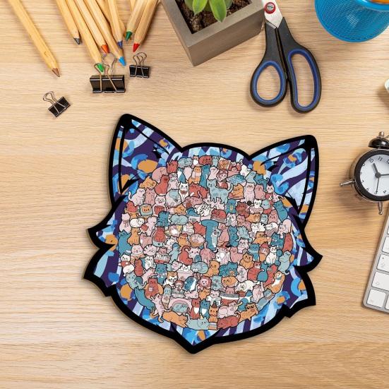 1 Set Puzzle ad Incastro a Forma di Gatto Carino Puzzle in Legno di Gatto Gioco di Puzzle per Adulti Bambini Giocattolo Educativo per Serate di Giochi in Famiglia Sollievo dallo Stress