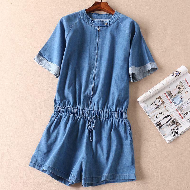 

Wc583 Внешнеторговый Темно-синий Повседневный Комбинезон с Коротким Рукавом Dark Blue M