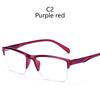 Half Frame Reading Glasses Presbyopic Eyewear Male Female Far Sight Glasses Ultra Light Black With Strength +75 To +400