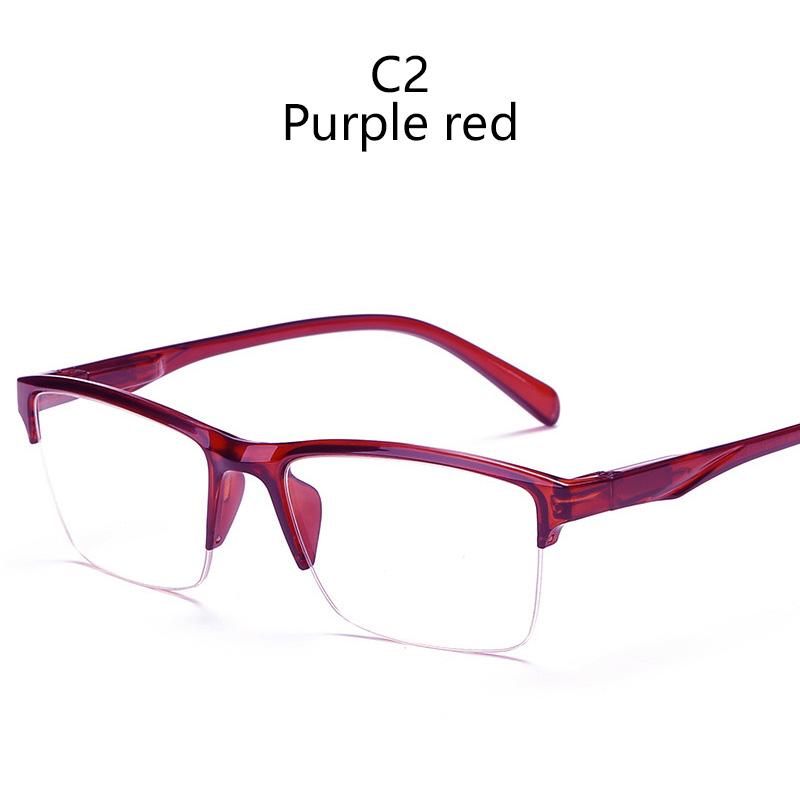 Half Frame Reading Glasses Presbyopic Eyewear Male Female Far Sight Glasses Ultra Light Black With Strength +75 To +400