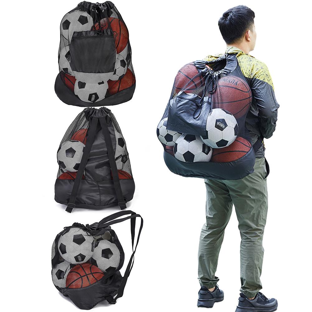 Mesh Socce Ball Bag Large Sports Ball Bag Secure Side Pocket Team Work Ball Bags Gym Sports Equipment Bag for  Adults Kids