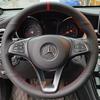 Husă Volan Auto DIY Neagră, Rezistentă la Uzură, din Piele Sintetică Faux pentru Mercedes-Benz Vito III ( W447 ) 2015- Împletitură