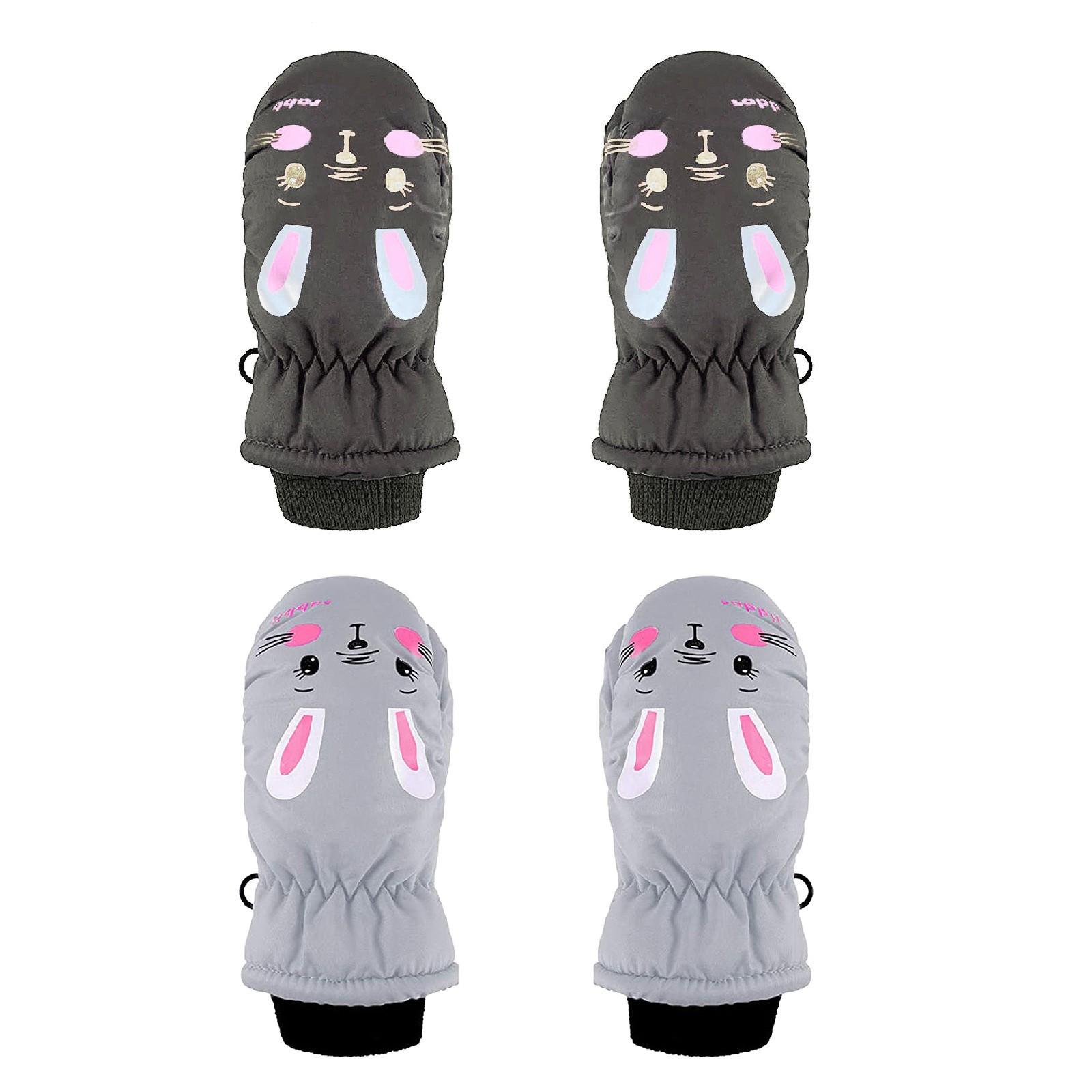 

2 Pairs Toddler Kids Baby Boys Girls Ski Gloves Warm Snow Mittens 21*9cm