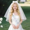 Bridal Bow Embroidery Pearl Veil Shoulder Strap Set Bride To Be Bachelorette Party Dress Up