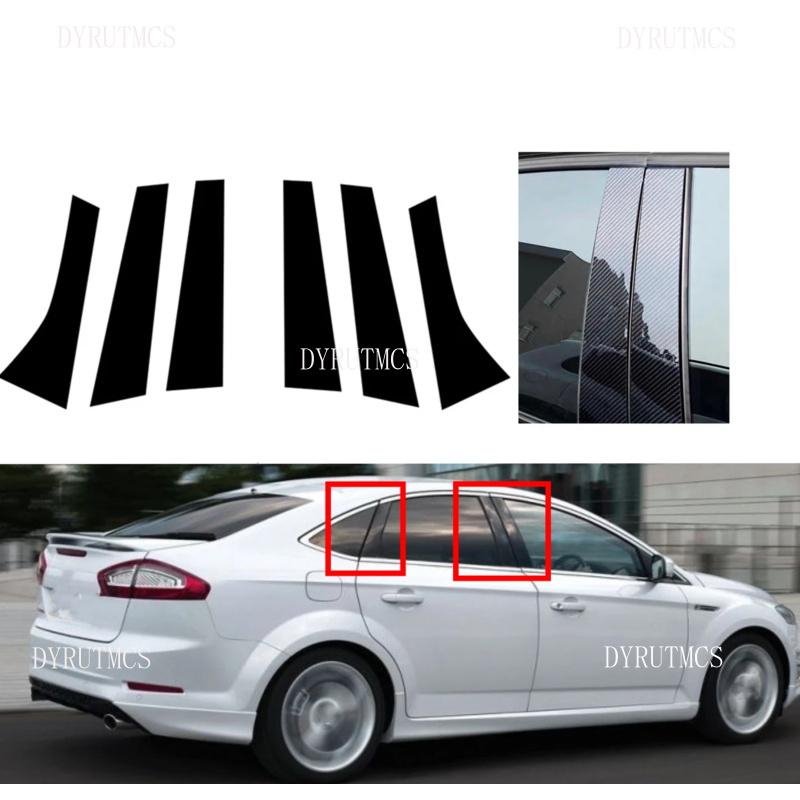 6pcs Door Window Pillar Posts Cover Sticker Fit For Ford Mondeo MK4 2008 2009 2010 2011 2012 2013 Cover Decal TrimGlossy Black