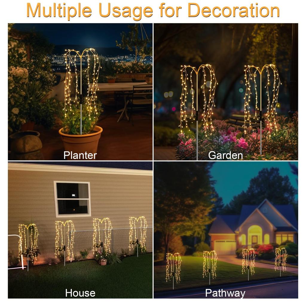 1 Pack Solar Gartenleuchten Außendekor Künstliche 120 LED Baumlichter Hof Pflanzgefäß Terrasse Rasen Blumenbeet Pfad Dekorative Außen