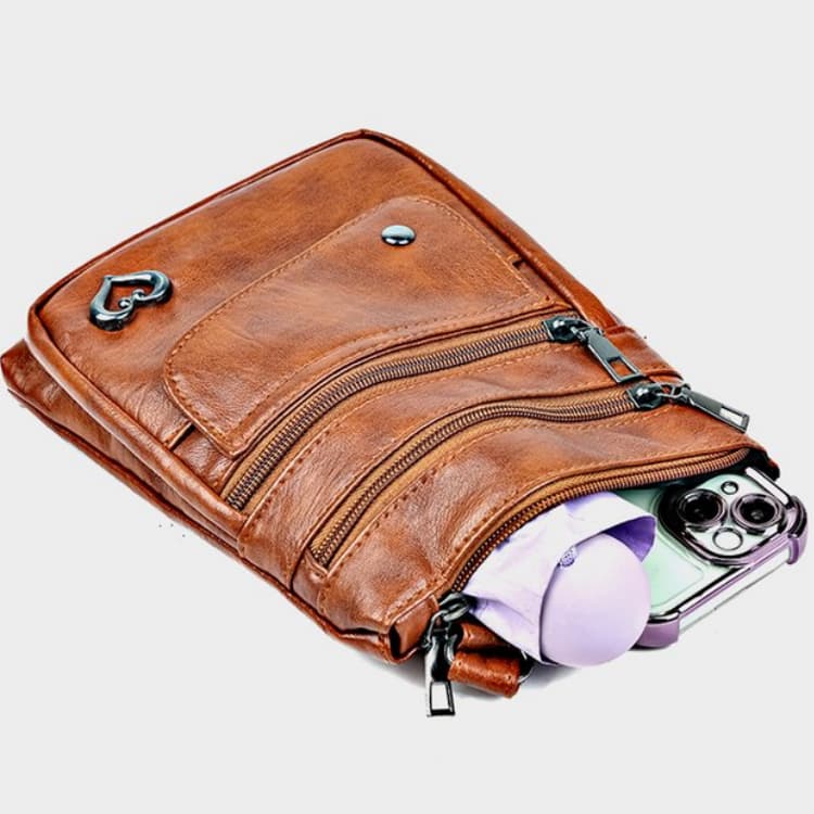 Damen weiche Lederschulter-Crossbody-Tasche Münzbörse
