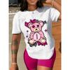 Short-Sleeved Paris Eiffel Tower Printed Crew Neck Casual T-Shirt for Summer Spring Women Aesthetic Clothes
