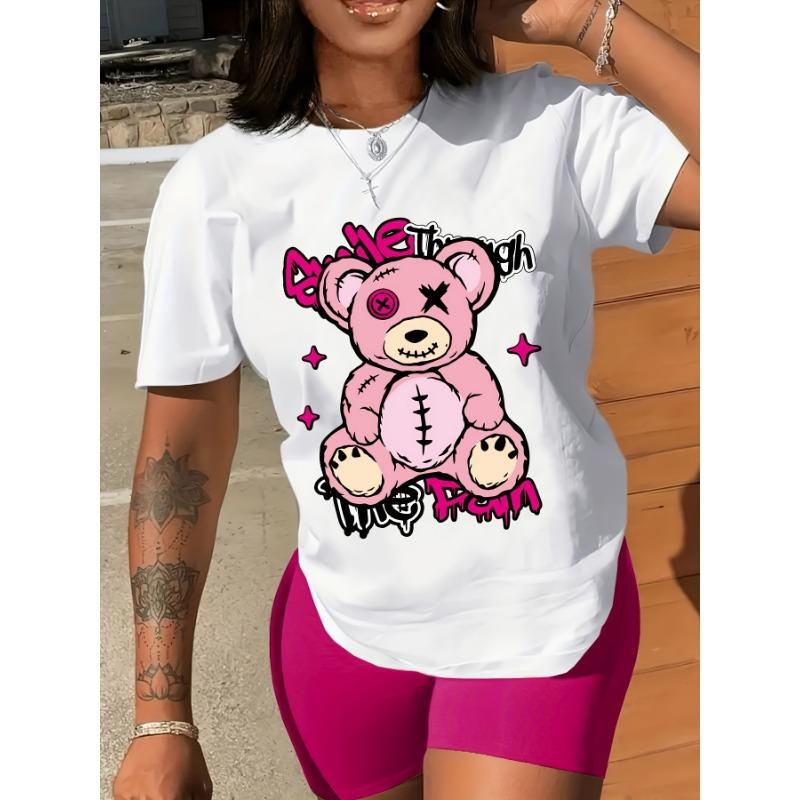 Short-Sleeved Paris Eiffel Tower Printed Crew Neck Casual T-Shirt for Summer Spring Women Aesthetic Clothes
