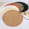 Braided Round Placemats Woven Tassel Table Mats for Kitchen Dining Heat Resistant Natural Fabric Place Mats Indoor Outdoor Use