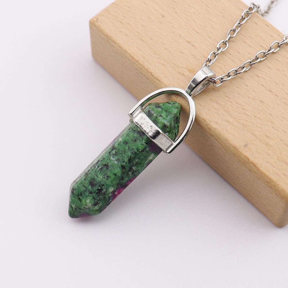 Handmade Amethyst Rose Quartz Hexagonal Pillar Pendant Necklace (N760)