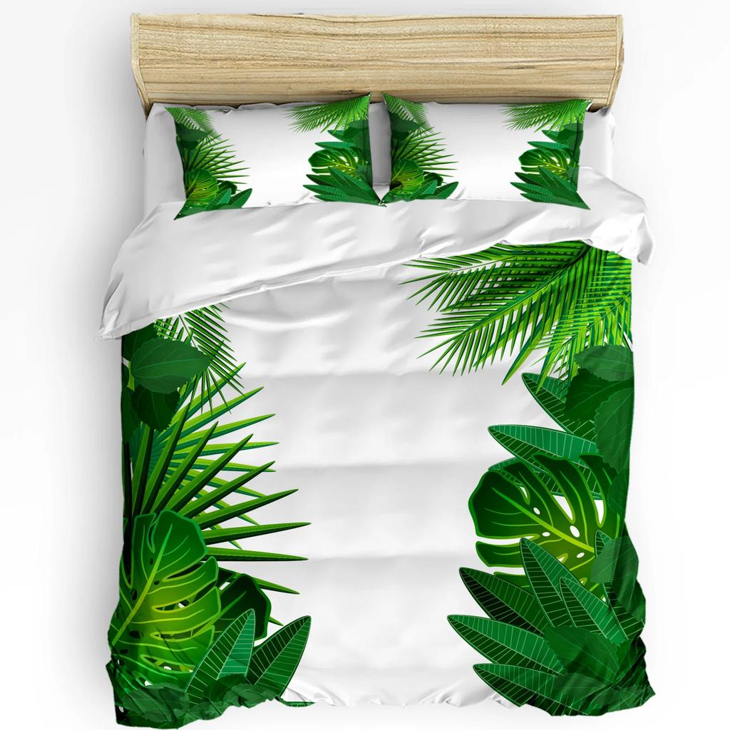3pcs Bedding Set Tropical Jungle Leaves Monstera Green Home Textile Duvet Cover Pillow Case Boy Kid Teen Girl Bedding Covers Set
