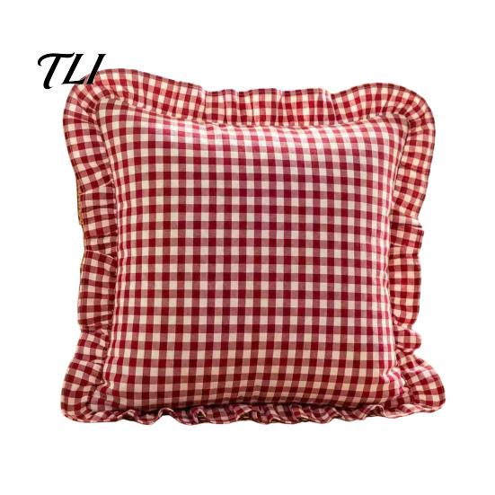 Cuscini Decorativi Tinta Unita Copricuscino Arricciato, Federa a Quadri in Cotone con Bordo Arricciato, 18x18 Comodo Slip Pollici 20x12 Copertura Decorativa per Casa di Campagna