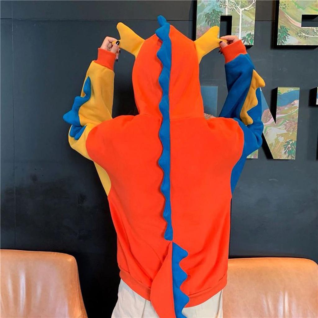 Fashion Women Casual Print Long Sleeve Splice Dinosaur Sweatshirt Tops