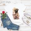 Femme Tshirt Funny Hat Wearing Watercolor Print Dog Cute Animal Print Tshirt Women Fashion Trend 90s Tshirt Dog Lover Tshirt