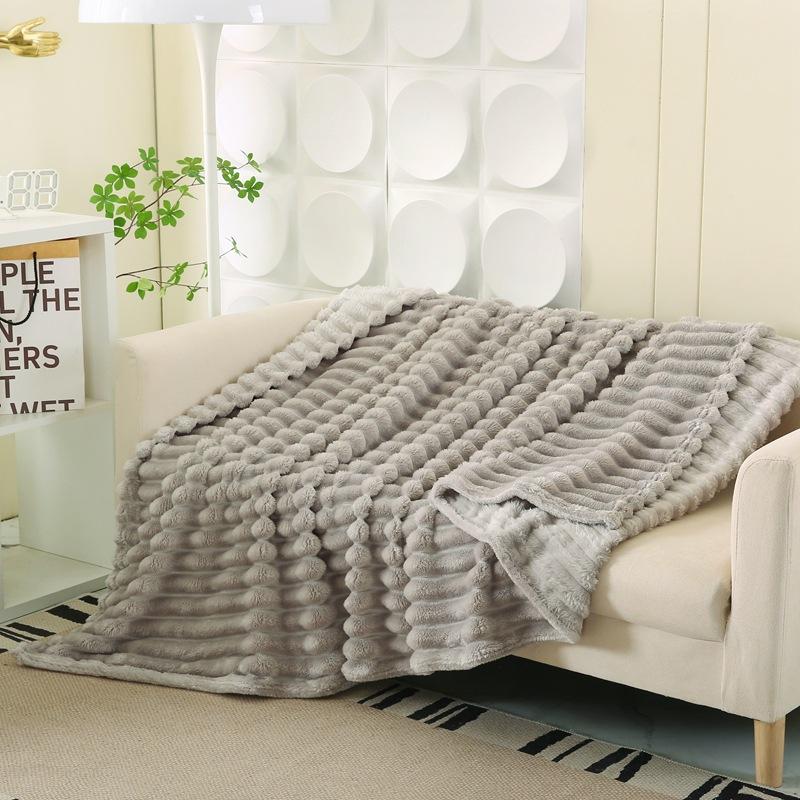 Flannel Rabbit Hair/rabbit Velvet Air Conditioning Nap Blanket - Modern Simple Four-season Universal