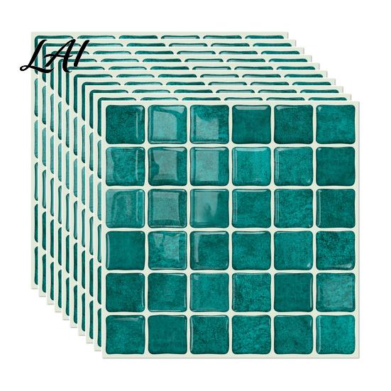 Waterproof Kitchen Backsplash Decal 10Pcs 3D Mosaic Wall Sticker Oil-Proof Tile Decal Peel And Stick Stickers Backsplash Self-Adhesive Bathroom