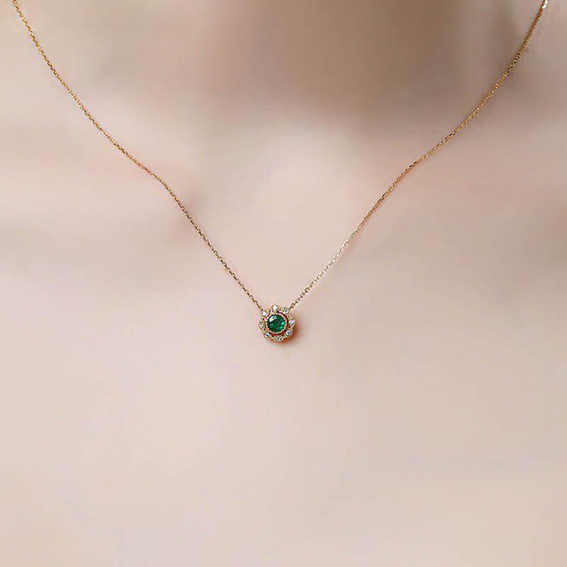 Lindon luksusowy naszyjnik z biżuterią ze szmaragdową cyrkonią wisiorek dla kobiet prezenty ślubne złoty kolor