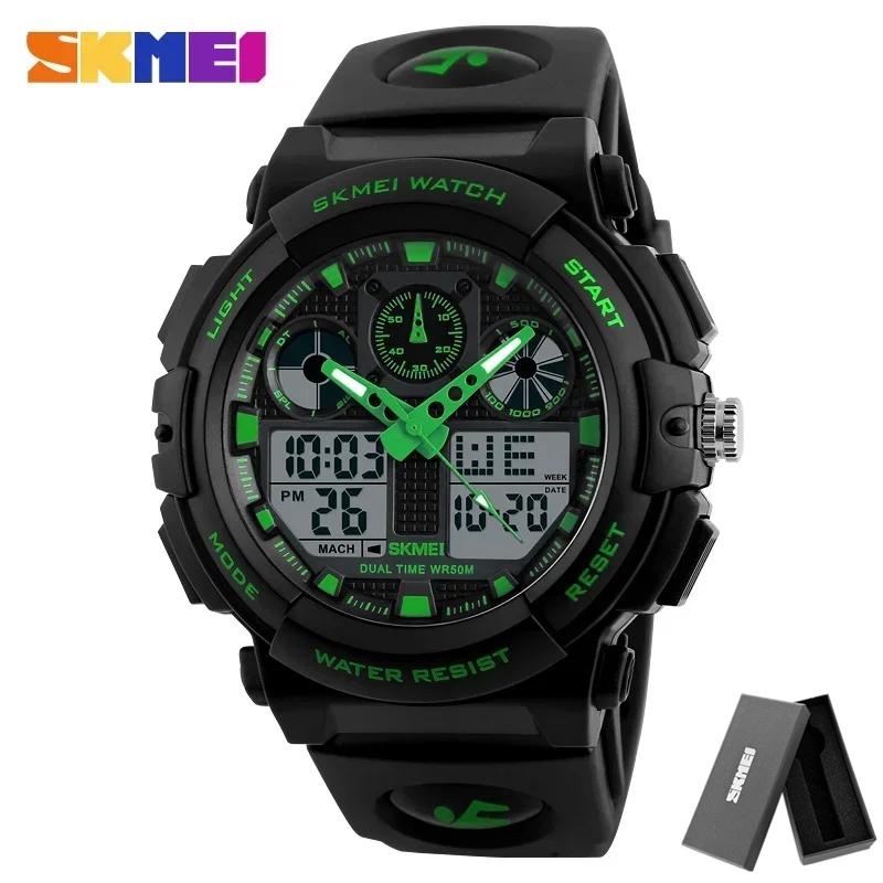 SKMEI 1270 50M Watwrproof Week Display Wristwatches Relogio MasculinoSports Watch Men Digital Double Time Chronograph Watches