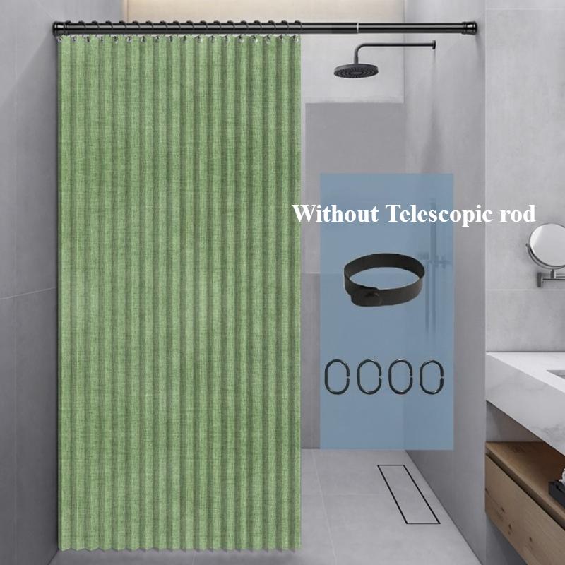 

Foldable Shower Curtain with Hooks Bathroom Partition Waterproof Non-woven Fabric Dry And Wet Separation Shower Curtain 120x200cm зелений