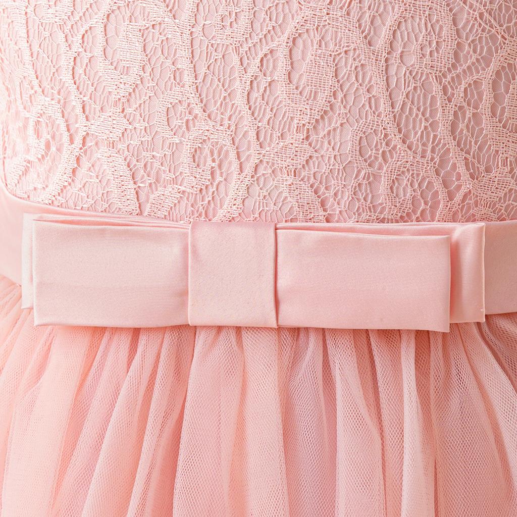 Flower Girl Princess Dress For Weddings Summer Kid Formal Bow Long Gown For School Evening Party Children New Year Cloth D0033S