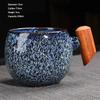 Kiln Change Ceramic Tea Cup with Wooden Handle Creativity Milk Cup Suitable for Office and Home