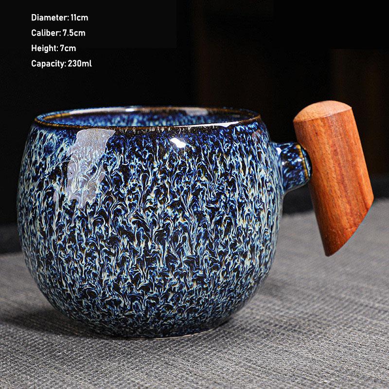 

Kiln Change Ceramic Tea Cup with Wooden Handle Creativity Milk Cup Suitable for Office and Home 301-400ml жёлтый