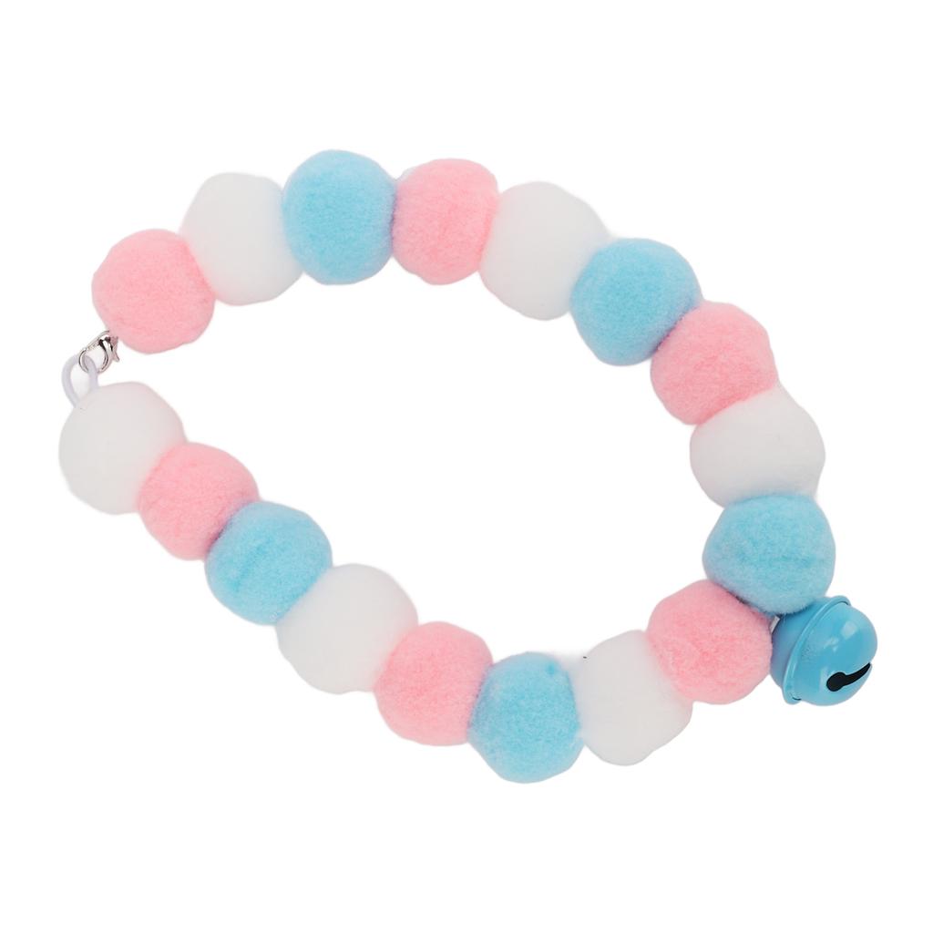 Pet Collar Soft Lightweight Plush Balls Cute Dog Cat Collar with Bell for Party DailyBlue 29cm