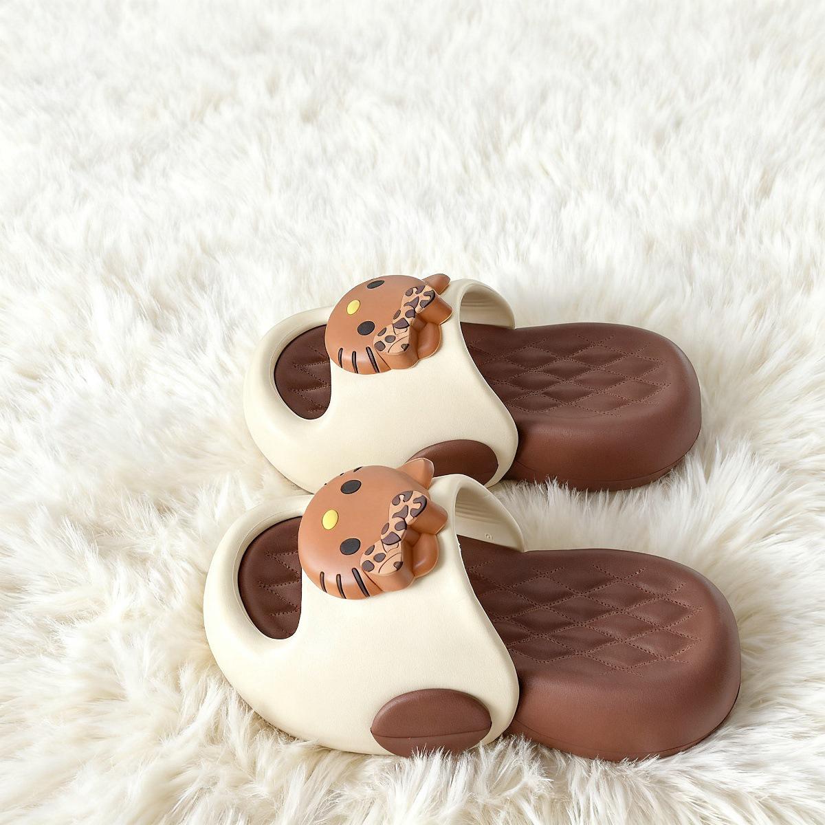 Women s 2026 Cute Kitten Cartoon Flip-Flops: Non-Slip, Thick-Soled Wedge Sandals for Young Girls 40-41