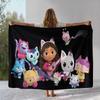 Süßes Gabby's Puppenhaus Cartoon Mädchen Flanelldecke, Ultra Weiche Warme Plüschdecke für Zuhause Schlafzimmer Bett Sofa Abdeckung Camping Picknick