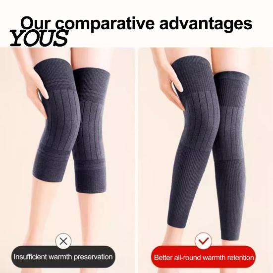Winter Leg Protectors 1 Pair Knit Warmers for Elderly Women, Soft Stretchy Breathable Thick Knee Sleeves, Anti-slip Long Boot Socks Cold Weather