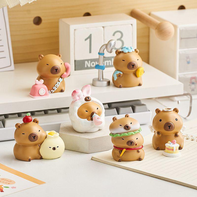 Capybara Stroll Time Blind Box Toy Figurine - Emotion Healing Desktop Ornament & Kids' Gift.