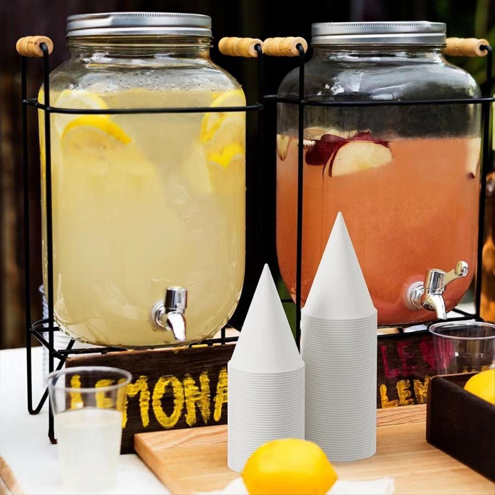 250Pcs Leakproof Disposable Paper Cups 3.7 OZ Cone Party Tableware White Paper Cone Cups  Picnic