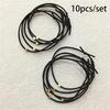 10pcs/set Hair Ties Basic Black Color Square Pendant Elastic Hair Band Ponytail Holder Rubber Bands Women Hair Accessories