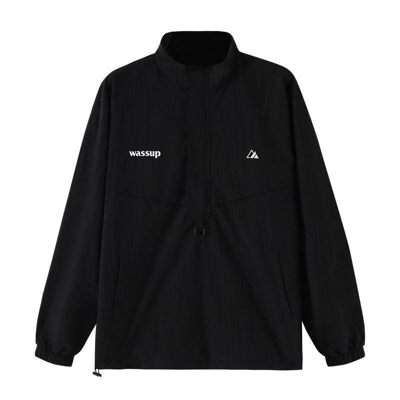 Wassup Letter Trendy Brand Half-Collar Men's Jacket Top Autumn and Winter American Street Style Couple Waterproof Windbreaker