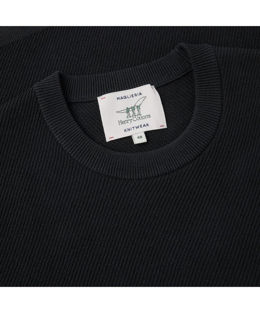 Henlikoteun Solid Round Short Sleeve Knit Ahwam26611Bkx