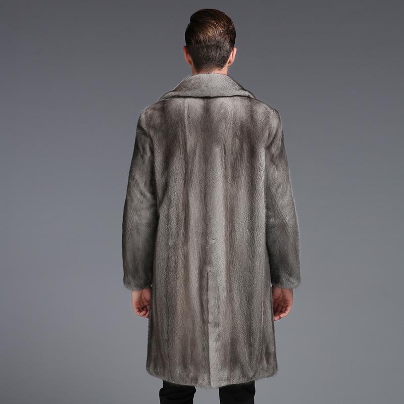 

Новая шуба мужская цельная норка имитация норкового волоса длинная мужская шуба норковый волос мужская повседневная S серый