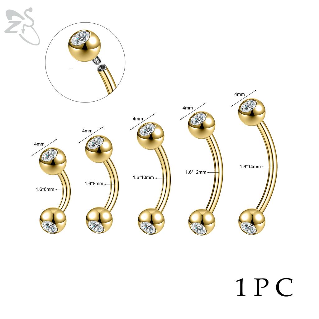 14G Stainless Steel Opal Curved Barbell Eyebrow Ring Cartilage Earring Crystal Labret Piercing Jewelry 6/8/10/12/14mm