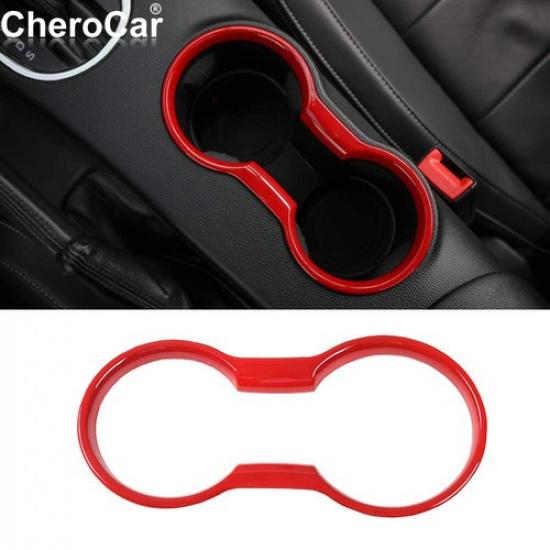 

For Mustang Cup Holder Cover Frame Trim for 2015+ Ford Mustang Accessories Red M