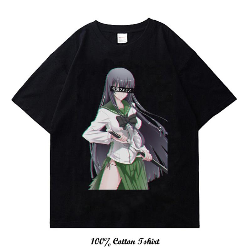Japanese  Anime Highschool of the Dead Graphic Print T Shirt Fashion Plus Size Cotton Crew Neck Short Sleeve T Shirt Women Unisex
